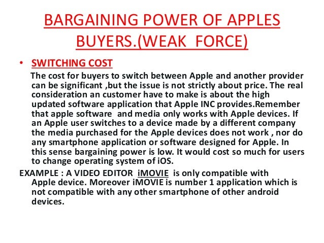 Apple bargaining power of customers porter five forces model company example ppt